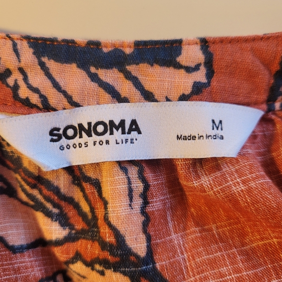 Sonoma Good For Life. V Neck Orange And White Button Down Women's Blouse. Size M - Picture 6 of 11